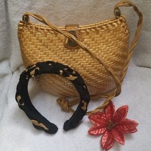 Woman purseVintage Rodo yellow Wicker